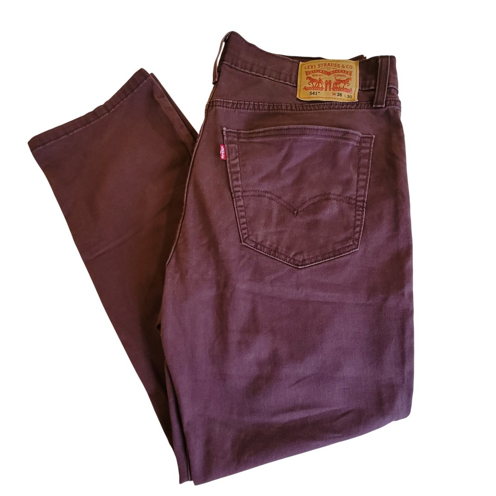 Levi's 541 Athletic Taper Pants Mens 36x30 Burgundy Maroon All Seasons Tech